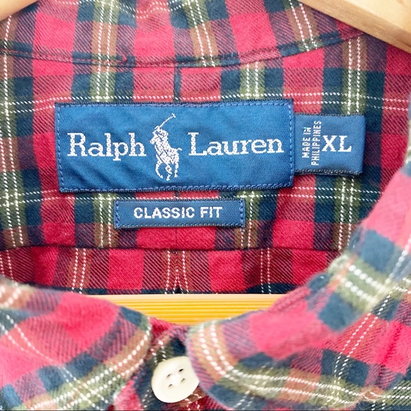 Ralph Lauren Red & Black Plaid Button Up Shirt Men’s Size XL - Picture 2 of 10